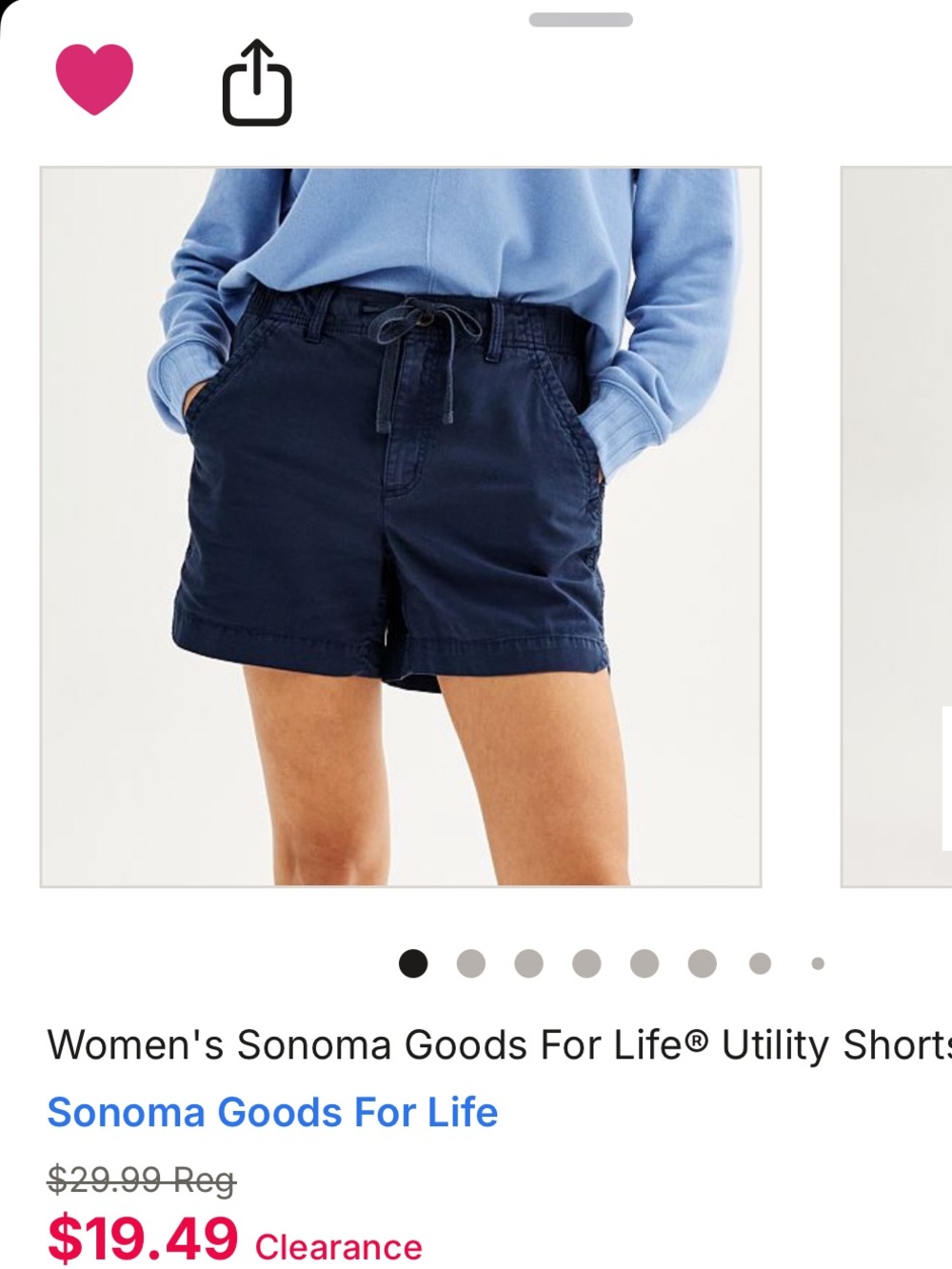 Sonoma Goods for Life XL Navy Utility Shorts - Women's